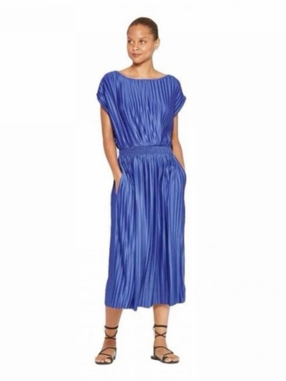 Prologue Royal Blue Pleated Midi Dress